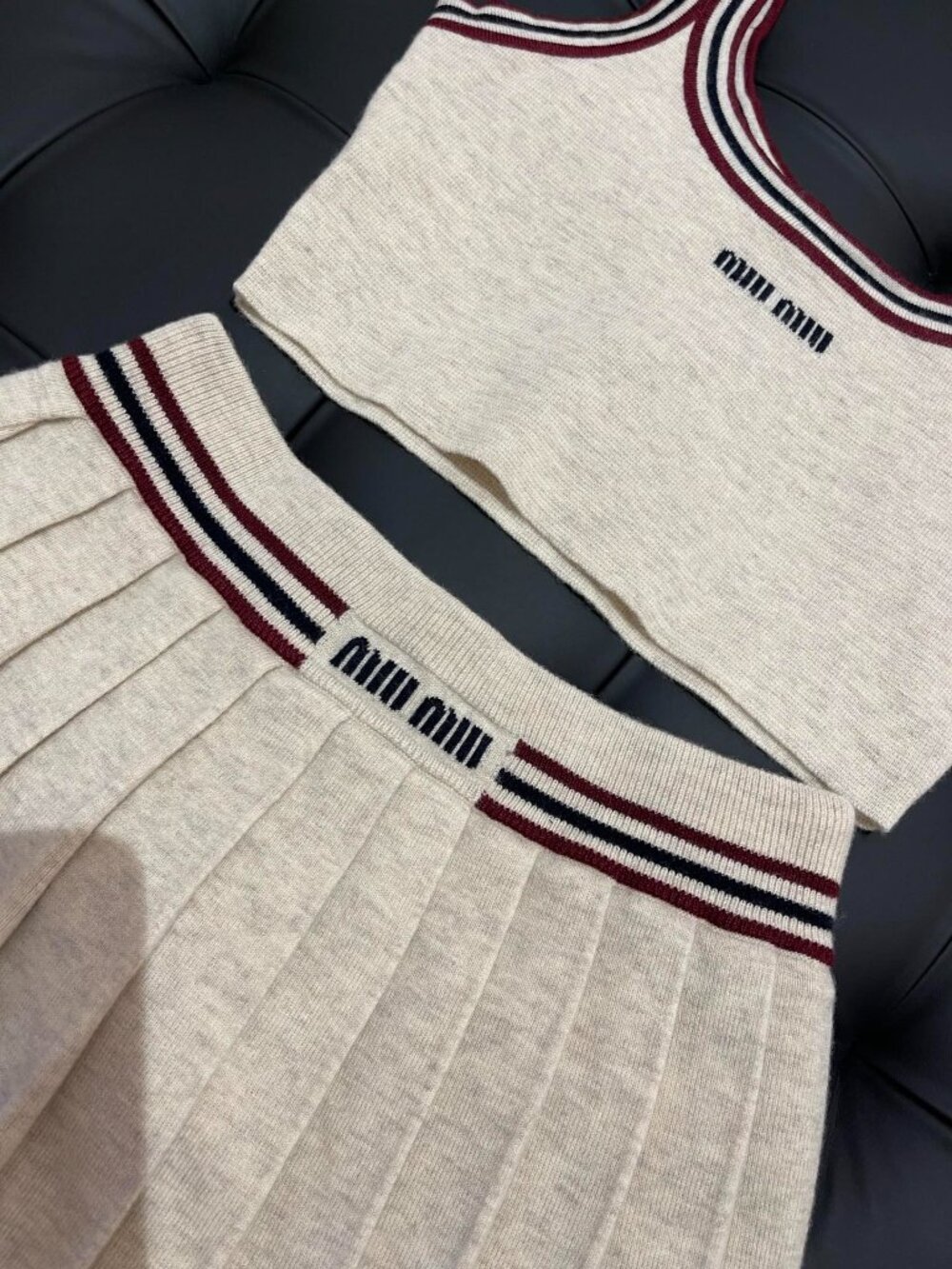 Women's MIUMIU Knitted Set: Vest & Mini Skirt — Size M - Picture 9 of 10